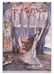 Tel était le chant funèbre que les Muses couronnées de violettes chantaient sur le fils de Thétis